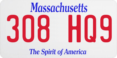 MA license plate 308HQ9