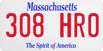 MA license plate 308HR0