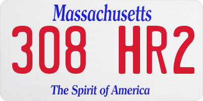 MA license plate 308HR2