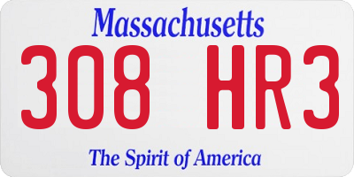 MA license plate 308HR3