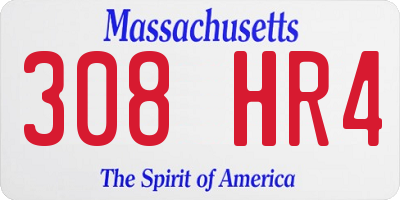 MA license plate 308HR4