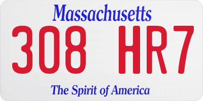 MA license plate 308HR7
