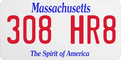 MA license plate 308HR8