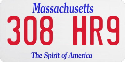 MA license plate 308HR9