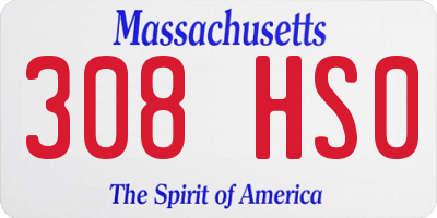 MA license plate 308HS0