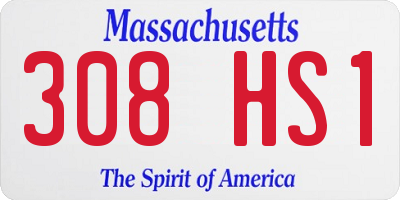 MA license plate 308HS1