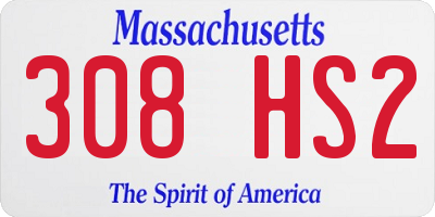 MA license plate 308HS2
