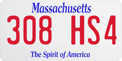 MA license plate 308HS4