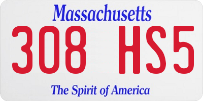 MA license plate 308HS5