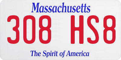 MA license plate 308HS8