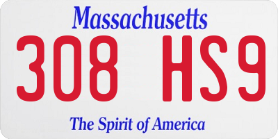 MA license plate 308HS9