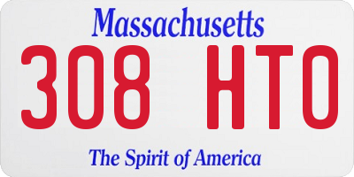 MA license plate 308HT0