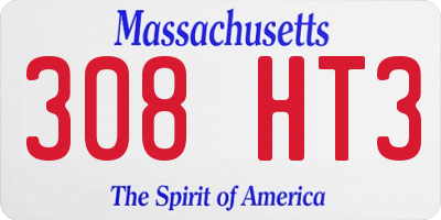 MA license plate 308HT3