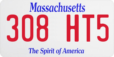 MA license plate 308HT5