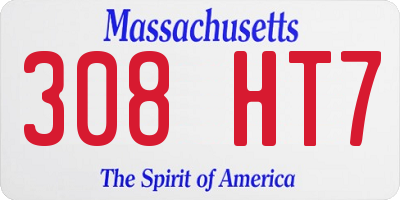 MA license plate 308HT7