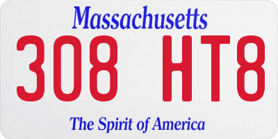MA license plate 308HT8