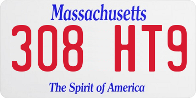 MA license plate 308HT9