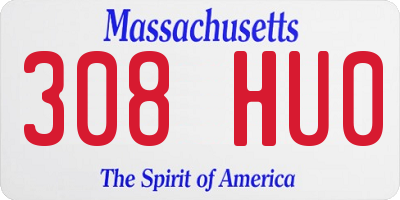 MA license plate 308HU0