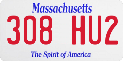MA license plate 308HU2
