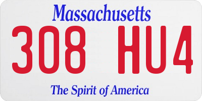 MA license plate 308HU4