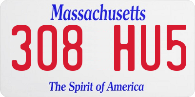 MA license plate 308HU5