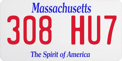 MA license plate 308HU7