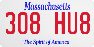 MA license plate 308HU8