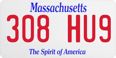 MA license plate 308HU9