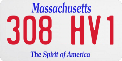 MA license plate 308HV1