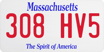 MA license plate 308HV5