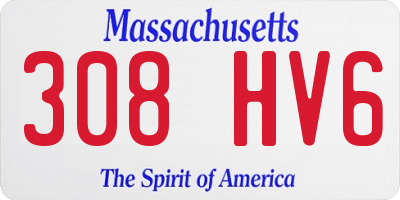 MA license plate 308HV6