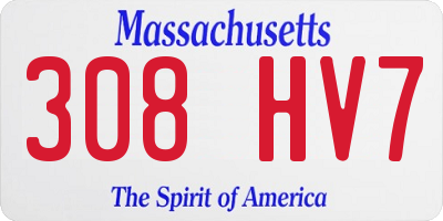 MA license plate 308HV7