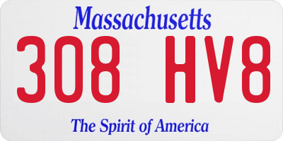 MA license plate 308HV8