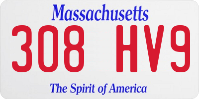 MA license plate 308HV9