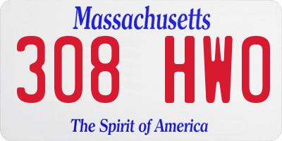 MA license plate 308HW0