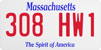 MA license plate 308HW1
