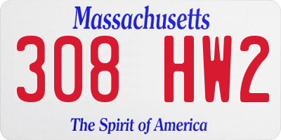 MA license plate 308HW2