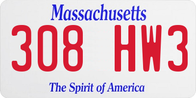 MA license plate 308HW3