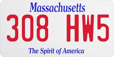 MA license plate 308HW5