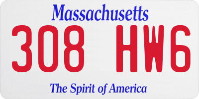 MA license plate 308HW6