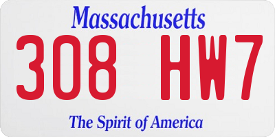 MA license plate 308HW7
