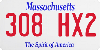 MA license plate 308HX2