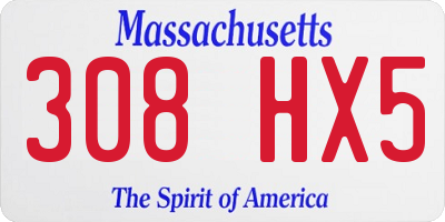 MA license plate 308HX5
