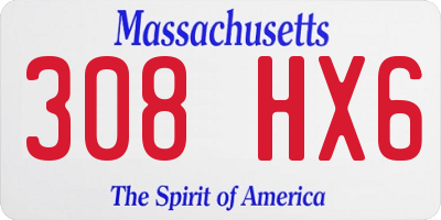 MA license plate 308HX6