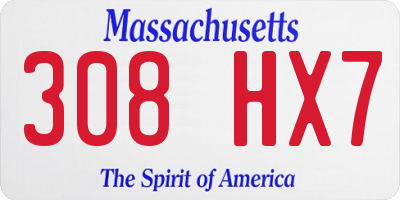 MA license plate 308HX7