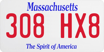 MA license plate 308HX8