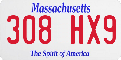 MA license plate 308HX9