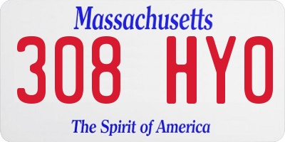 MA license plate 308HY0