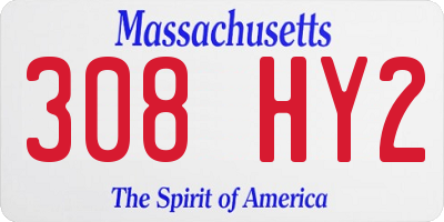 MA license plate 308HY2