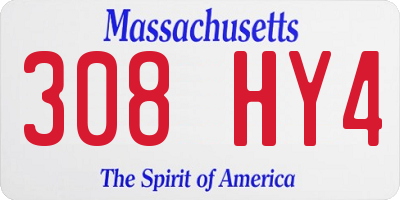 MA license plate 308HY4